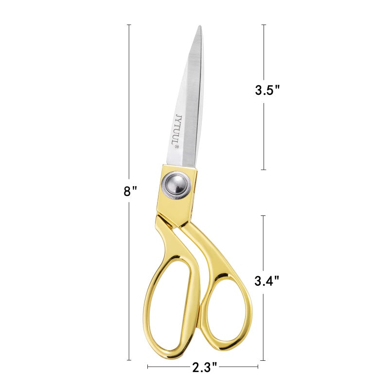 JYTUUL Professional Heavy Duty Tailor Scissors, Sharp Stainless Steel 8" Gold Dressmaker Shears Multipurpose Fabric Scissors Sewing Dressmaking Craft Scissors for Office and Home - Image 2